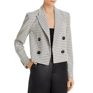 Lucy Paris NWT Plaid Cropped Blazer Black & Ivory White Double Breast Small New